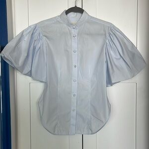 Khaite Doma Light Blue Puff Sleeve Top (M)